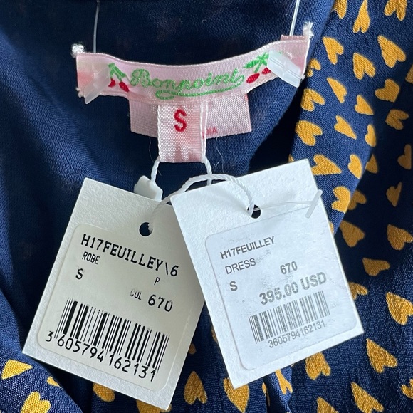 NWT Bonpoint $395 Navy Heart Dress Small Sample - Picture 9 of 11